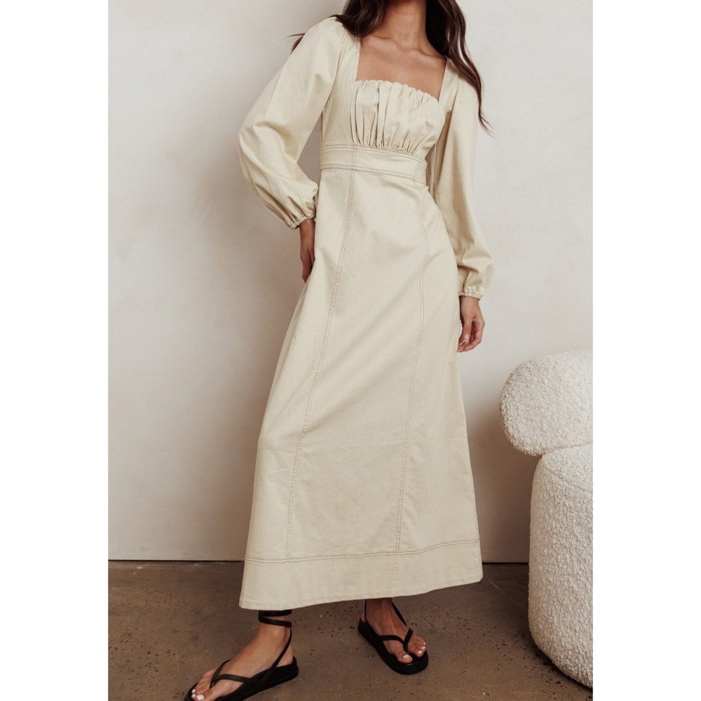 NWT Indikah Balloon Sleeve Long Sleeve Babydoll Midi Dress Small